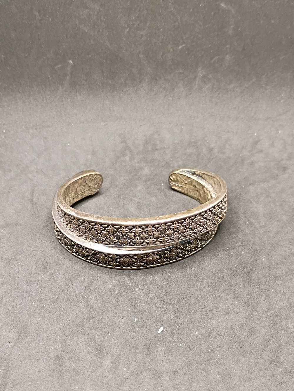 Premier Designs Antique Silver Floral Cuff Bracelet